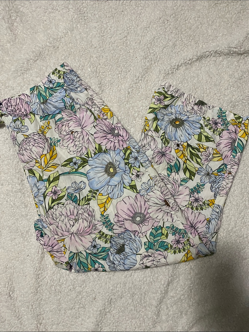 Gap Womens size Lg Floral Cotton Lounge Pants in Pastel Multicolor leafy Print - Picture 15 of 16
